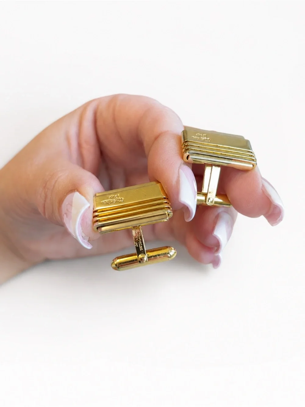 Vintage Christian Dior Signed Gold & Silver Tone Two Tone Cufflinks Mens